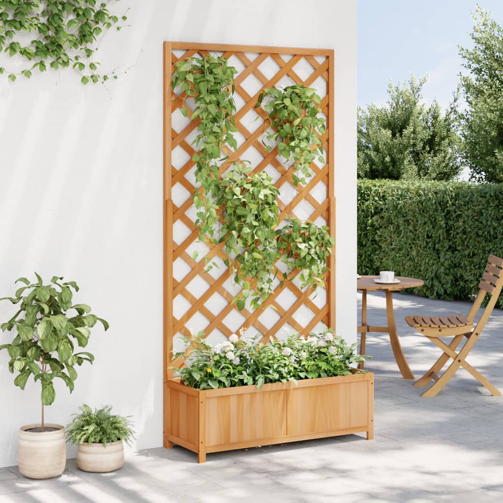 vidaXL Planter with Trellis Brown 90x35x180 cm Solid Wood Fir 3