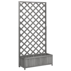 vidaXL Planter with Trellis Grey 90x35x180 cm Solid Wood Fir 2