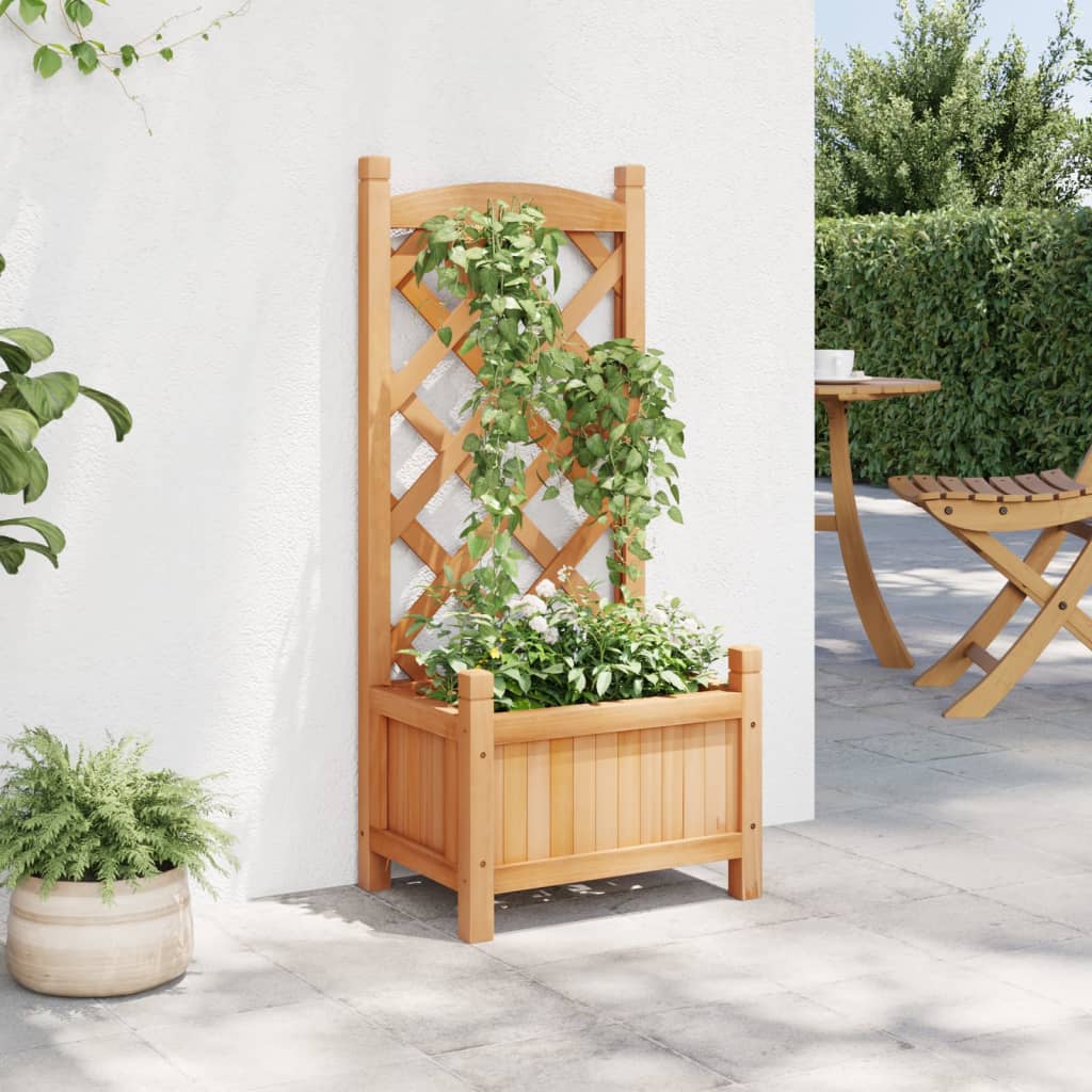 vidaXL Planter with Trellis Brown 40x30x90 cm Solid Wood Fir 3