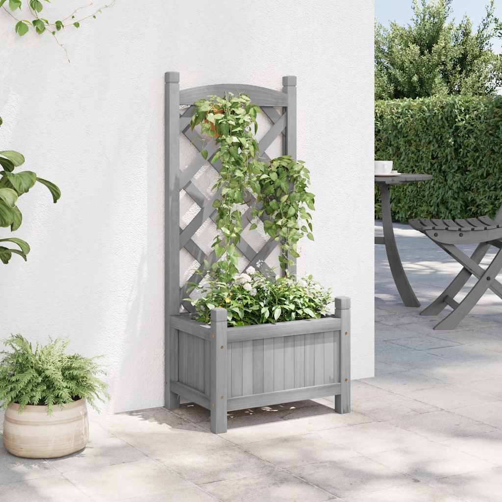 Planter Solid Wood Fir with trellis Grey 40 cm 90 cm 30 cm