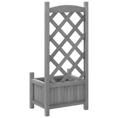 vidaXL Planter with Trellis Grey 40x30x90 cm Solid Wood Fir 6