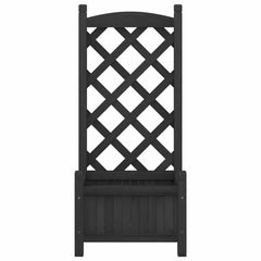 Planter Solid Wood Fir with Trellis Black 40 cm 90 cm 30 cm