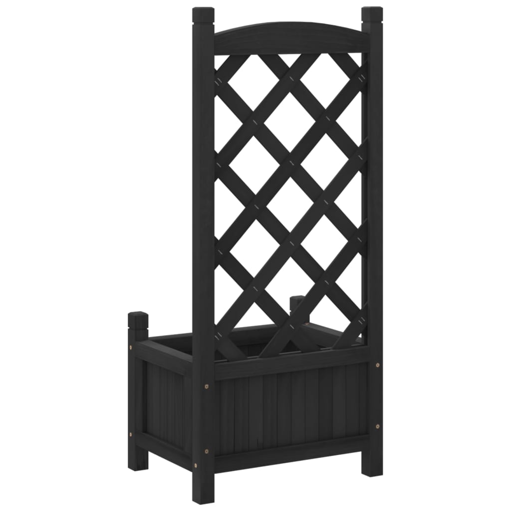 vidaXL Planter with Trellis Black 40x30x90 cm Solid Wood Fir 6