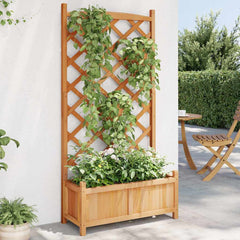 vidaXL Planter Solid Wood Fir with Trellis Brown