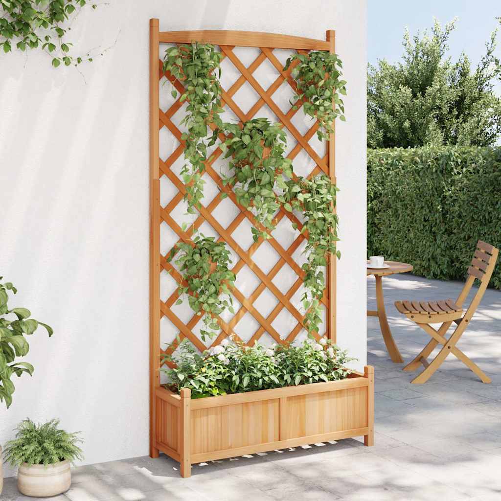 Planter Solid Wood Fir with trellis Brown 90 cm 180 cm 35 cm
