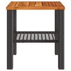 vidaXL Garden Table Black 40x40x42 cm Poly Rattan Acacia Wood 5
