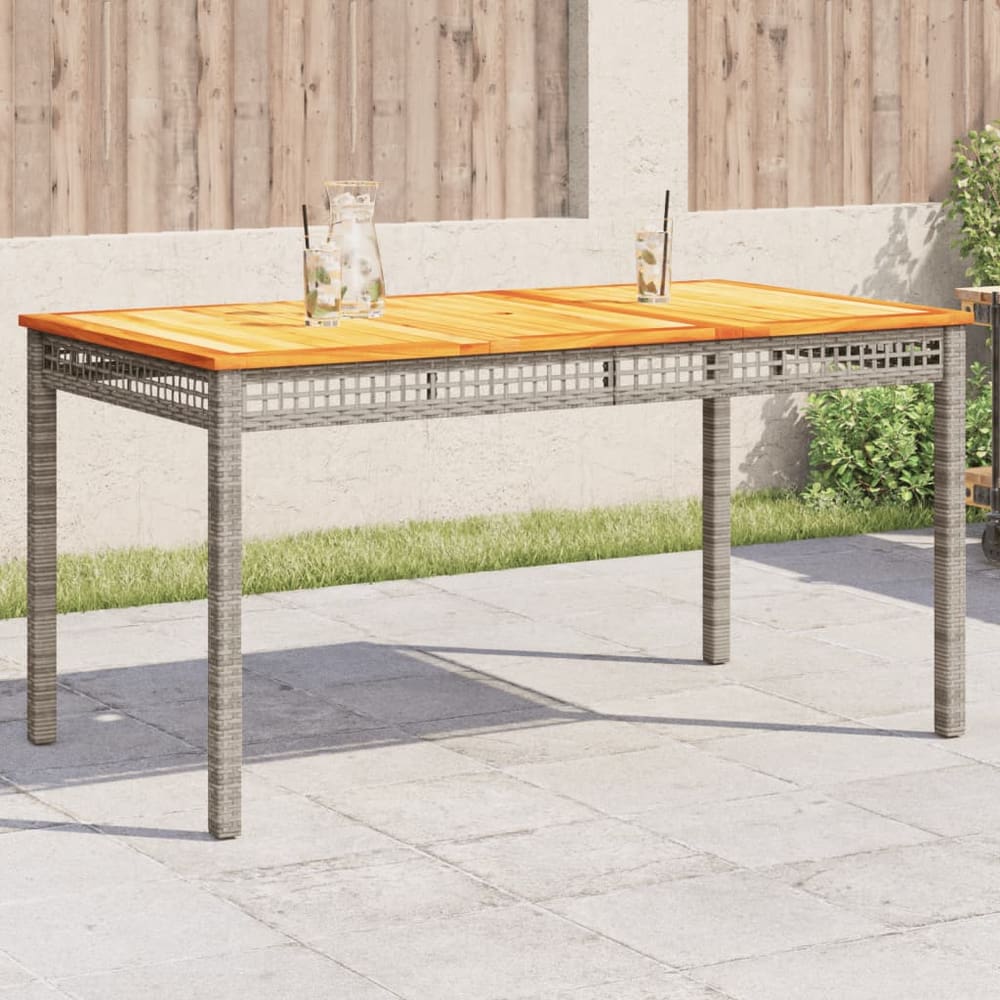 Garden Table Grey Poly Rattan Acacia Wood Height 75 cm Grey and brown 140 cm 80 cm
