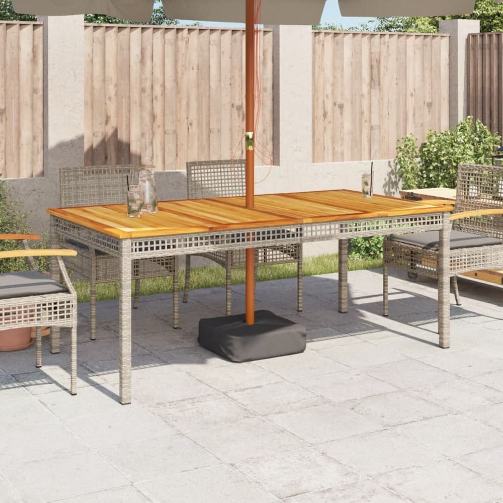 Garden Table Grey Poly Rattan Acacia Wood Height 75 cm Grey and brown 180 cm 90 cm