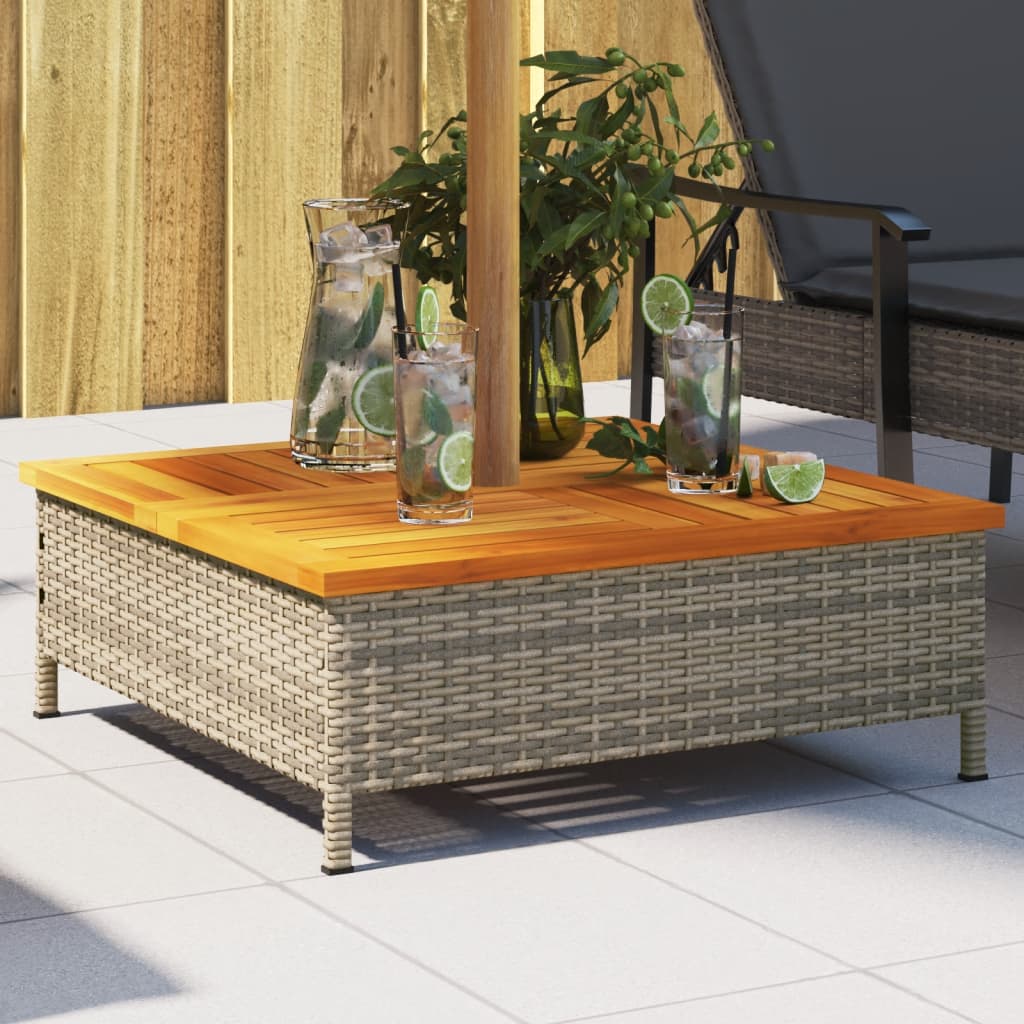 Parasol Base Cover 70x70x25 cm Poly Rattan and Acacia Grey