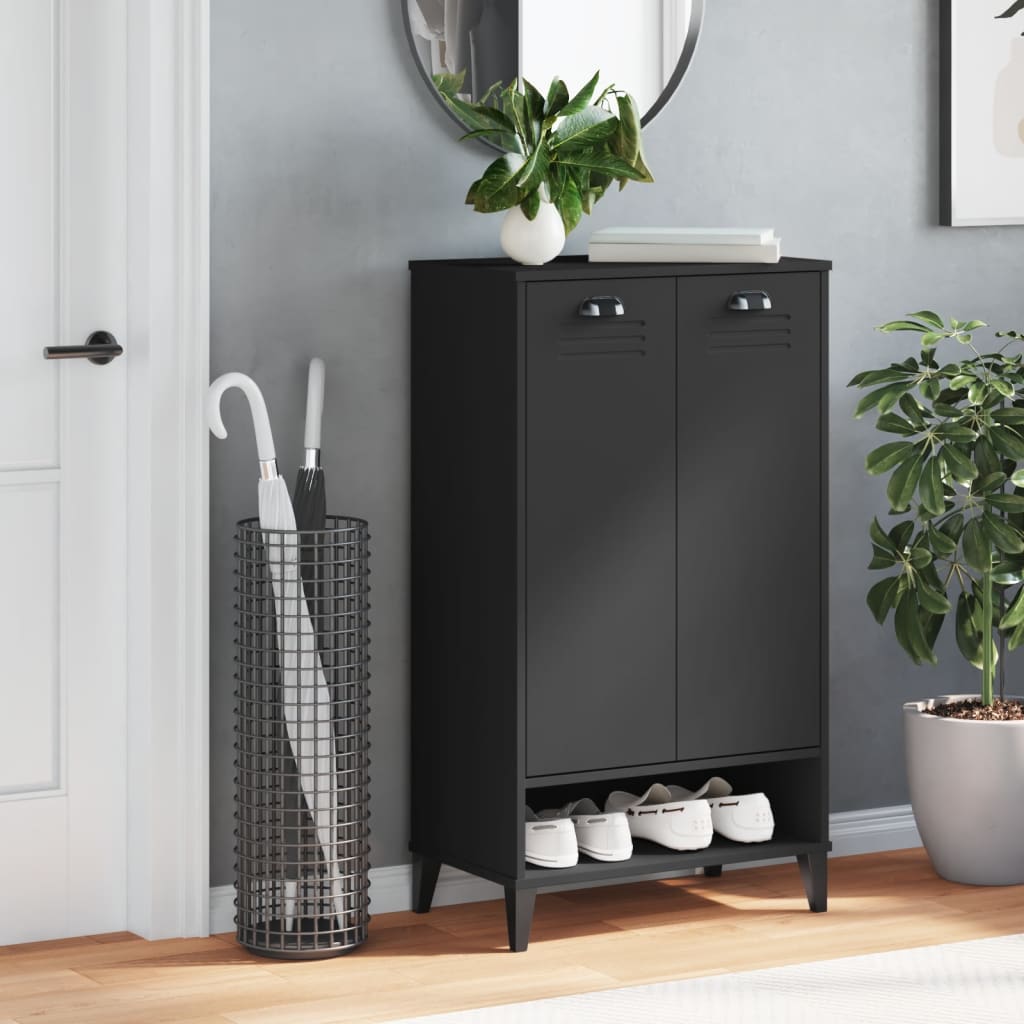 vidaXL Shoe Cabinet VIKEN Black Engineered Wood 3