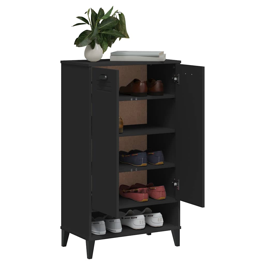 vidaXL Shoe Cabinet VIKEN Black Engineered Wood 4
