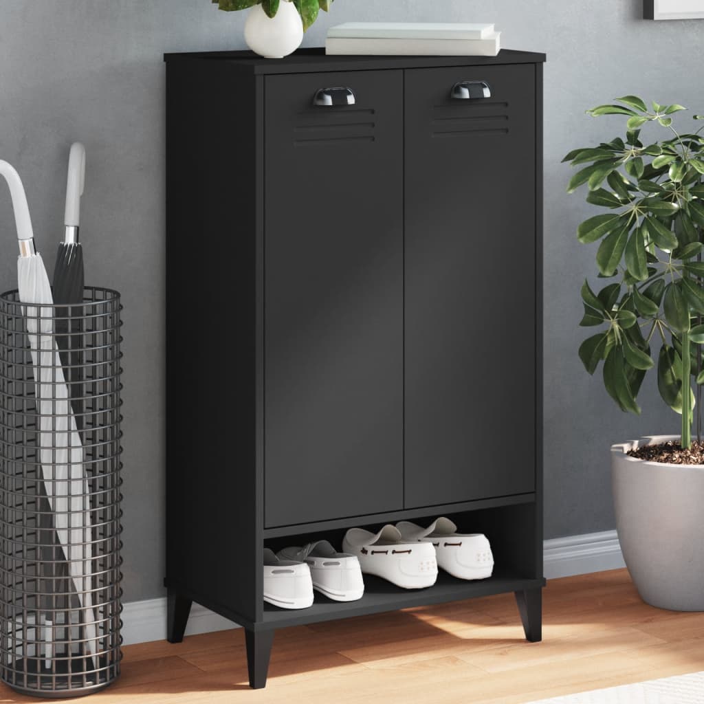 vidaXL Shoe Cabinet VIKEN Black Engineered Wood 1