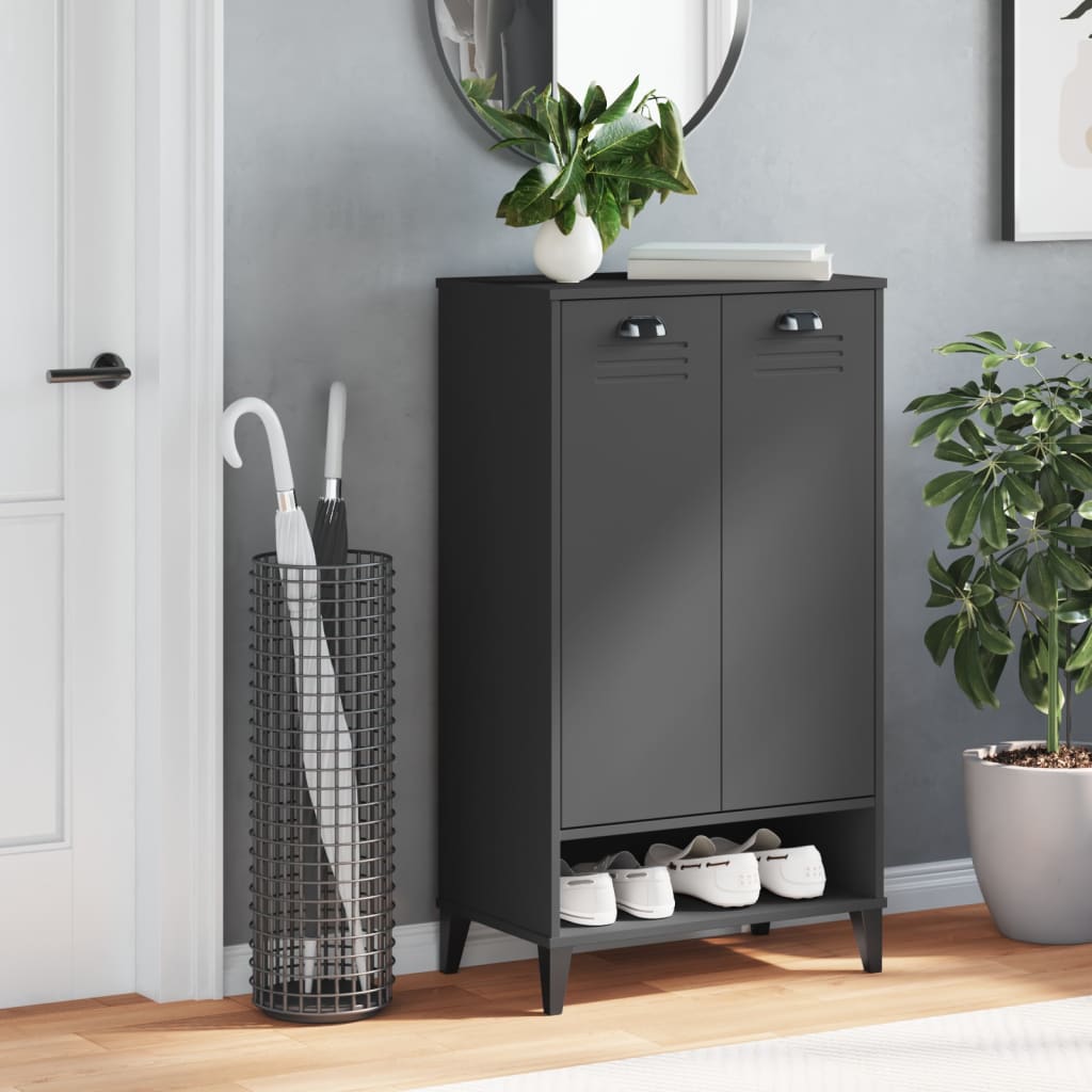 vidaXL Shoe Cabinet VIKEN Anthracite Grey Engineered Wood 3