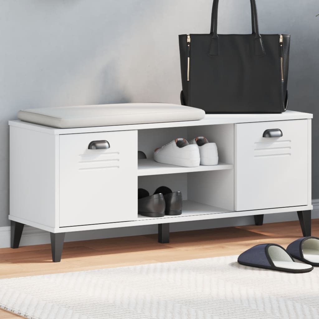 Shoe Bench "VIKEN" 106x35x45 cm Engineered Wood White