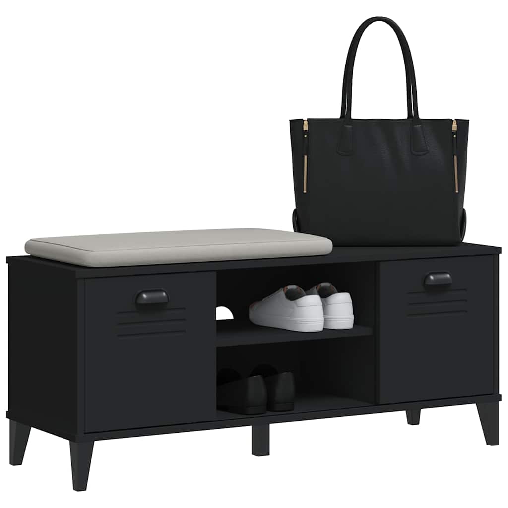 vidaXL Shoe Bench VIKEN Black 106x35x45 cm Engineered Wood 4