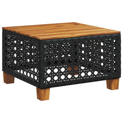 vidaXL Garden Table Black 55x55x36 cm Poly Rattan Acacia Wood 2