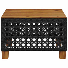 vidaXL Garden Table Black 55x55x36 cm Poly Rattan Acacia Wood 3