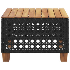 vidaXL Garden Table Black 55x55x36 cm Poly Rattan Acacia Wood 4