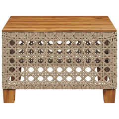 vidaXL Garden Table Beige 55x55x36 cm Poly Rattan Acacia Wood 4