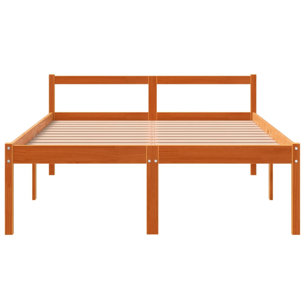 Senior Bed without Mattress Solid Wood Pine Wax Brown 4FT6 Double