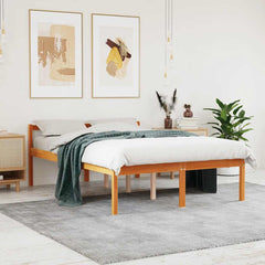 Senior Bed without Mattress Solid Wood Pine Wax Brown 120 x 200 cm