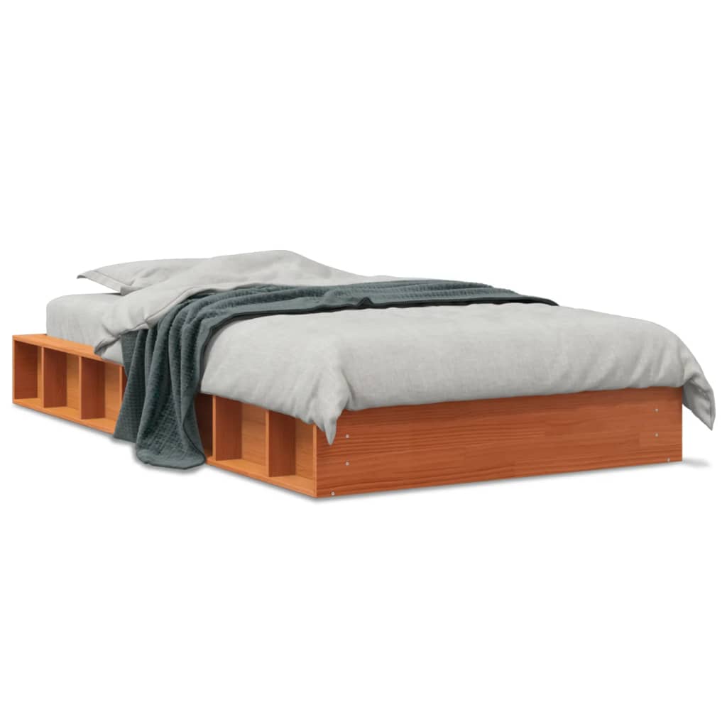vidaXL Bed Frame | Wax Brown | Solid pine wood, plywood | Single | Durable 2