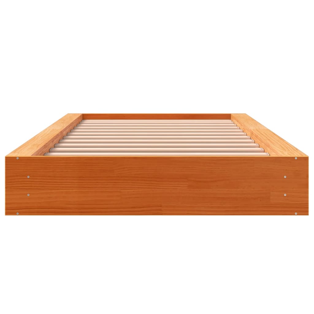 Bed Frame without Mattress Solid Wood Pine Length 200 cm Wax Brown 90 cm
