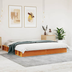 Bed Frame without Mattress Solid Wood Pine Length 200 cm Wax Brown 200 cm