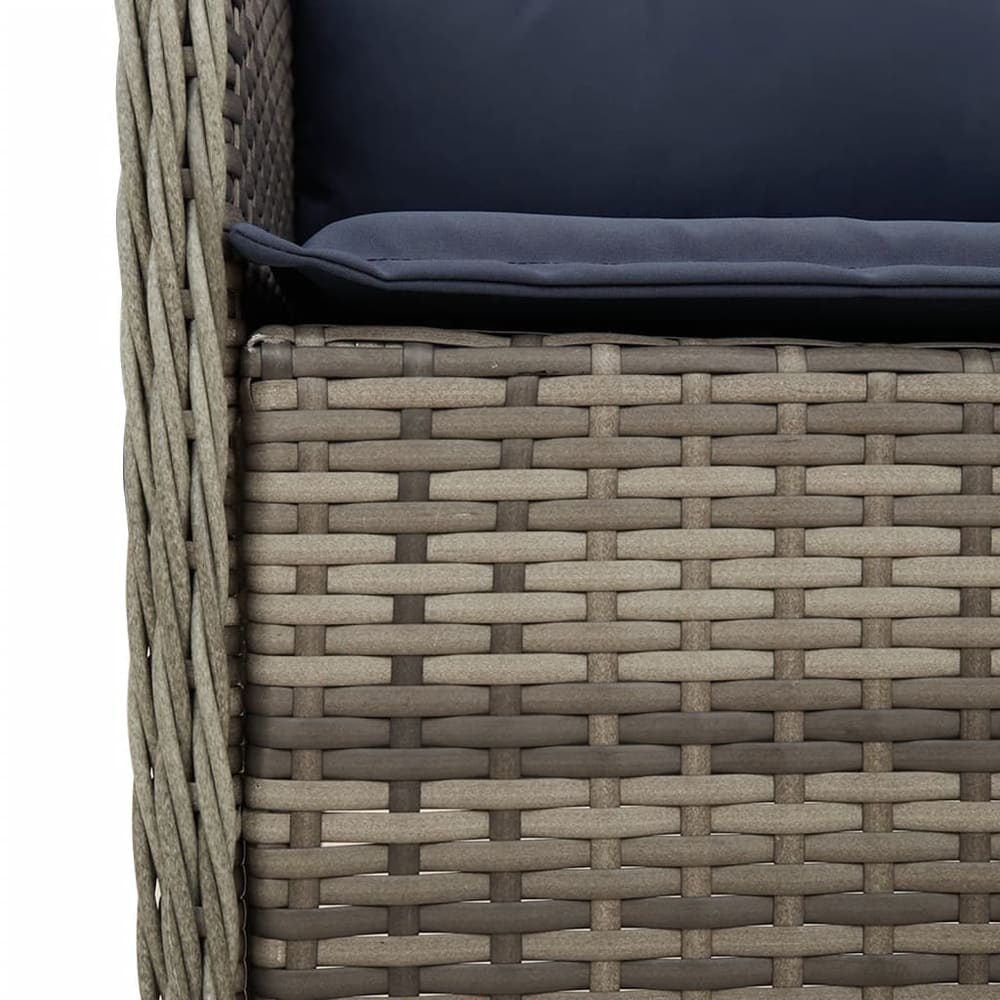 7 Piece Garden Dining Set with Cushions Grey Poly Rattan Glass 6