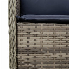 7 Piece Garden Dining Set with Cushions Grey Poly Rattan Glass 6