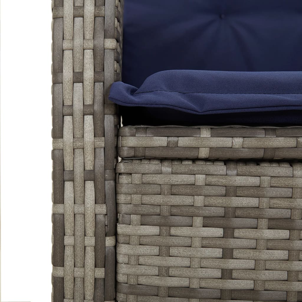 9 Piece Garden Dining Set with Cushions Grey Poly Rattan Without footrest 6