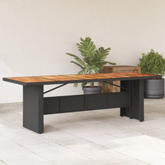 Garden Table with Wooden Top Solid Acacia Wood Black 240 x 90 x 75 cm