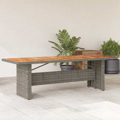Garden Table with Wooden Top Solid Acacia Wood Grey 240 x 90 x 75 cm