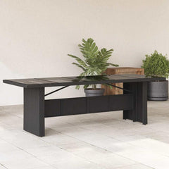 Garden Table with Top Poly Rattan Glass Black 240 x 90 x 75 cm