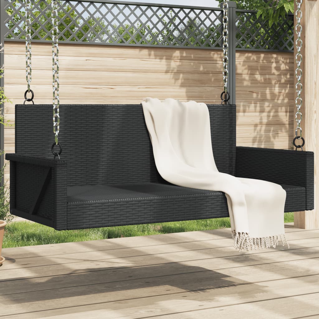vidaXL Swing Bench Black 119x56x48 cm Poly Rattan 1