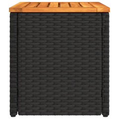 vidaXL Garden Side Tables 2pcs Black 55x34x37cm Poly Rattan Solid Wood 6