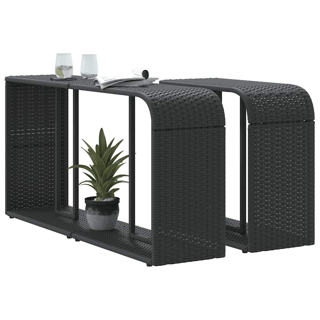 vidaXL Storage Shelves 2 pcs Black Poly Rattan 4