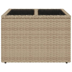 vidaXL Garden Table with Glass Top Beige 55x55x37 cm Poly Rattan 4