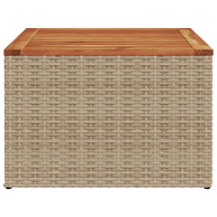 vidaXL Garden Table Beige 55x55x37 cm Poly Rattan and Acacia Wood 5