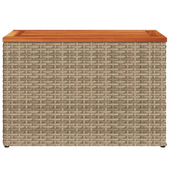 vidaXL Garden Side Tables 2pcs Beige 55x34x37cm Poly Rattan Solid Wood 6
