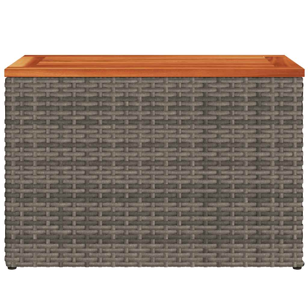 vidaXL Garden Side Tables 2pcs Grey 55x34x37cm Poly Rattan Solid Wood 6