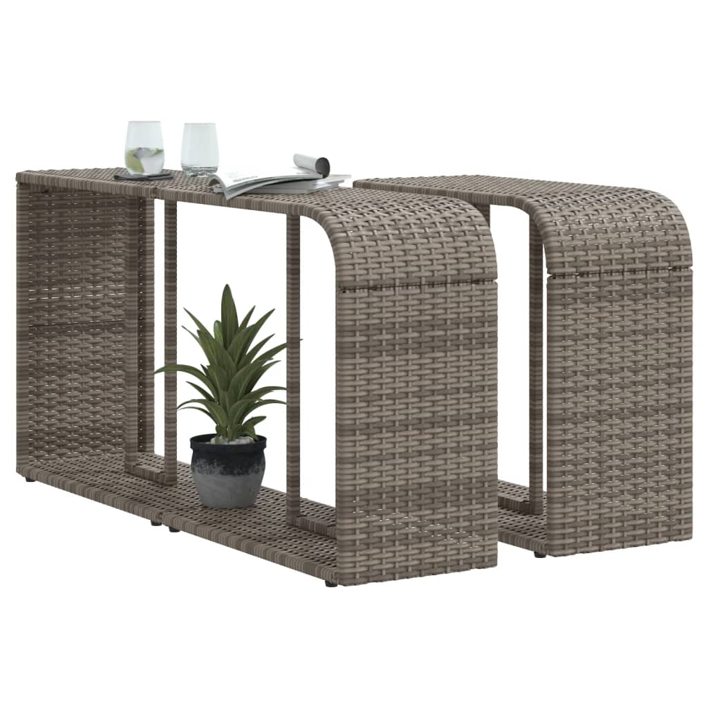 vidaXL Storage Shelves 2 pcs Grey Poly Rattan 4
