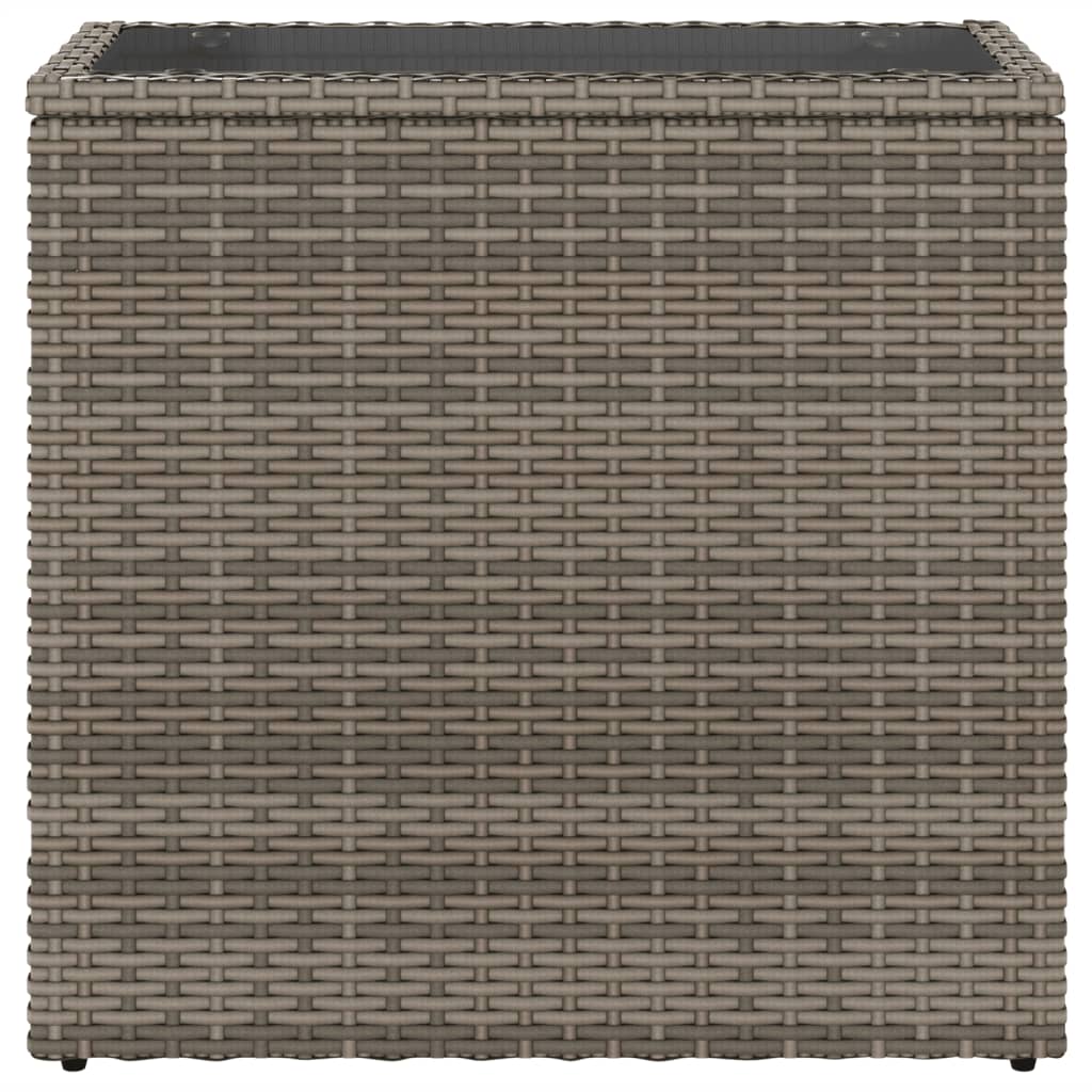 vidaXL Garden Side Table with Glass Top Grey 58x27.5x55 cm Poly Rattan 5