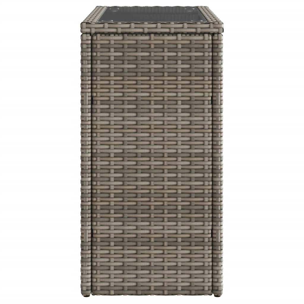 vidaXL Garden Side Table with Glass Top Grey 58x27.5x55 cm Poly Rattan 6
