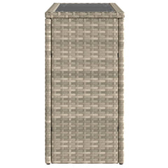 vidaXL Garden Side Table with Glass Top Light Grey 58x27.5x55 cm Poly Rattan 5