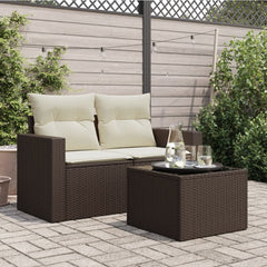 vidaXL Garden Table with Glass Top Brown 55x55x37 cm Poly Rattan 3