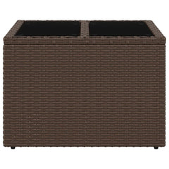 vidaXL Garden Table with Glass Top Brown 55x55x37 cm Poly Rattan 4