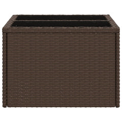vidaXL Garden Table with Glass Top Brown 55x55x37 cm Poly Rattan 5