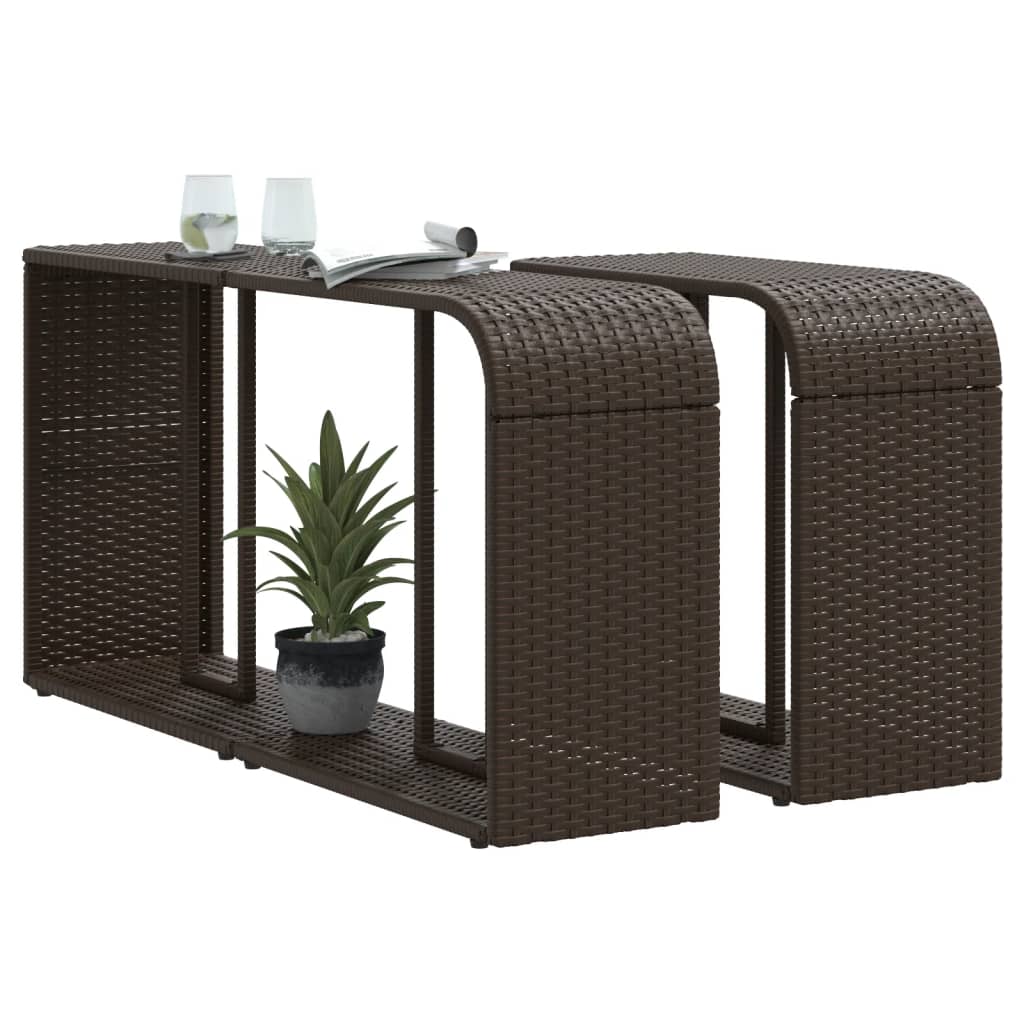 vidaXL Storage Shelves 2 pcs Brown Poly Rattan 4