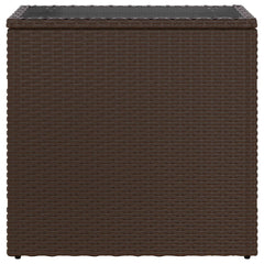 vidaXL Garden Side Table with Glass Top Brown 58x27.5x55 cm Poly Rattan 5
